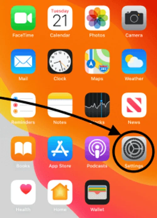 iPhone ana ekranında Ayarlar uygulaması