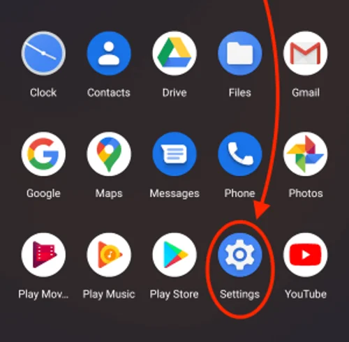 Android cihaz menüsünde Ayarlar simgesi